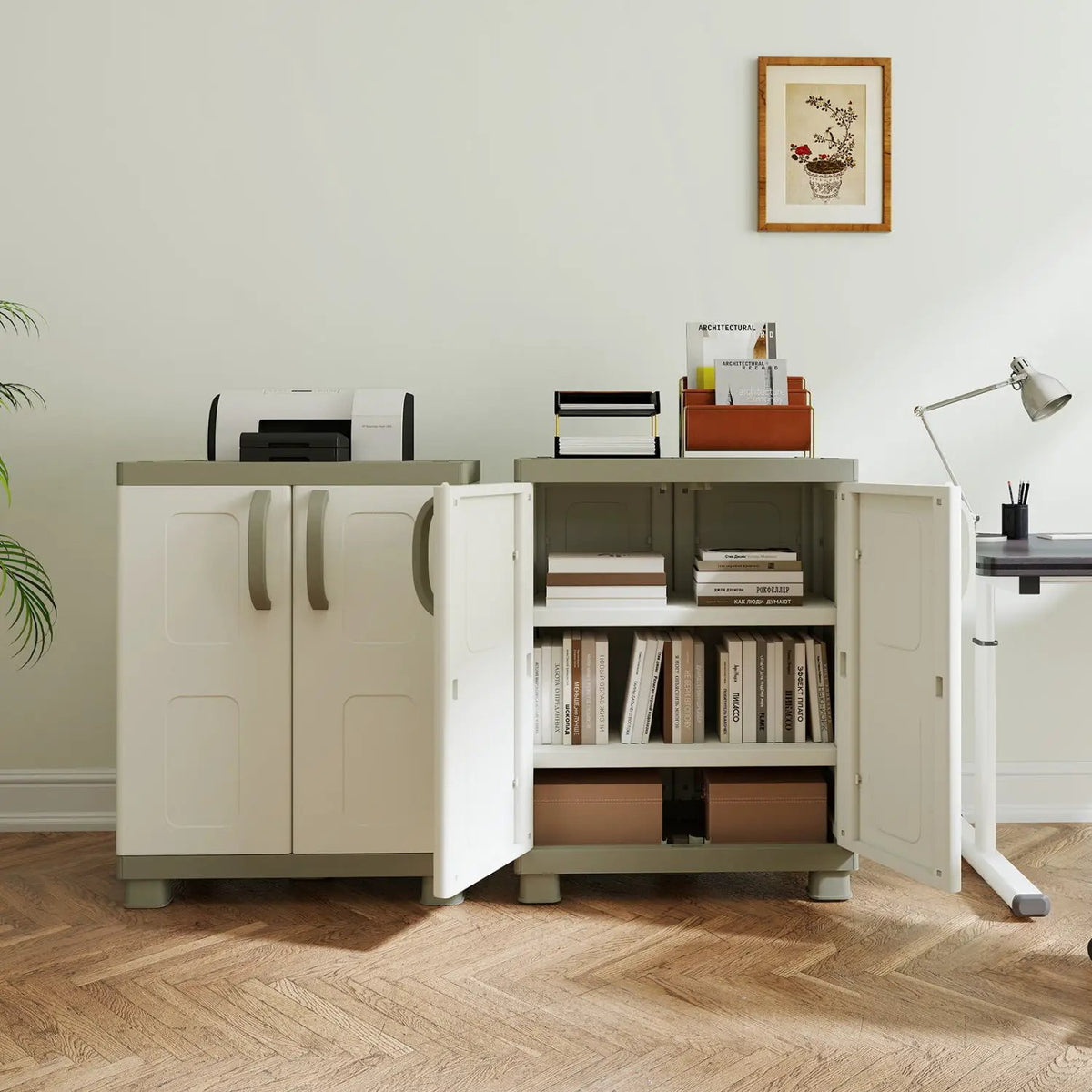 Freestanding Buffet Cabinet Sideboard with 2 Doors and Adjustable Shelves for Kitchen and Garage by DirectDeals