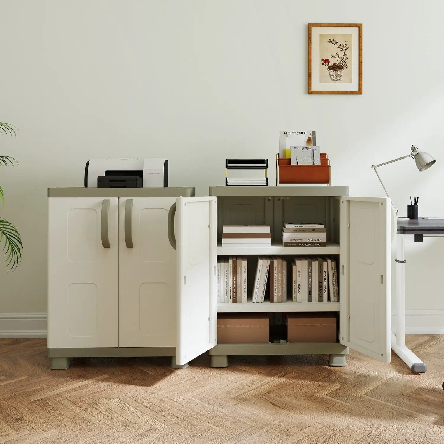 Freestanding Buffet Cabinet Sideboard with 2 Doors and Adjustable Shelves for Kitchen and Garage by DirectDeals