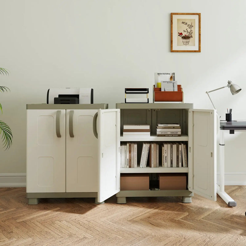 Freestanding Buffet Cabinet Sideboard with 2 Doors and Adjustable Shelves for Kitchen and Garage by DirectDeals