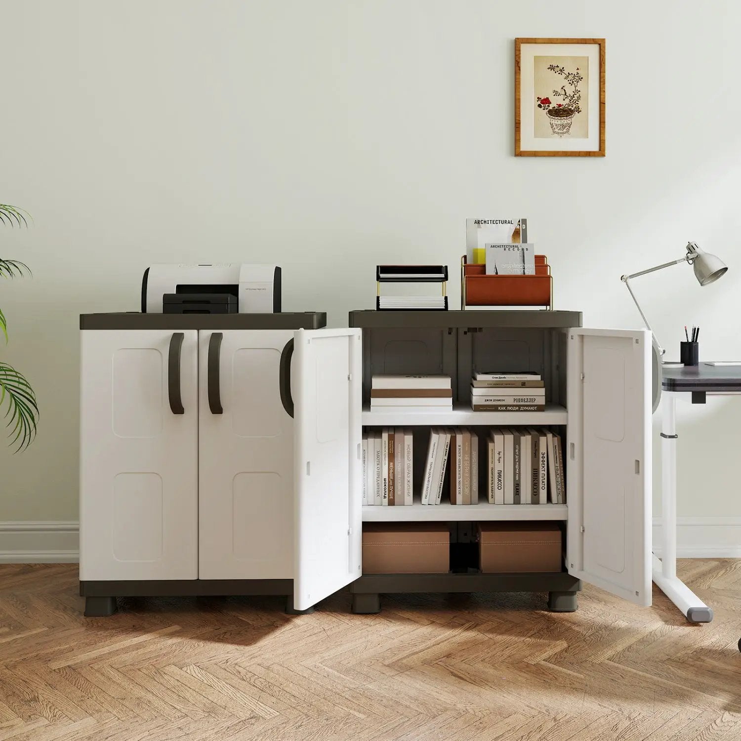Freestanding Buffet Cabinet Sideboard with 2 Doors and Adjustable Shelves for Kitchen and Garage by DirectDeals