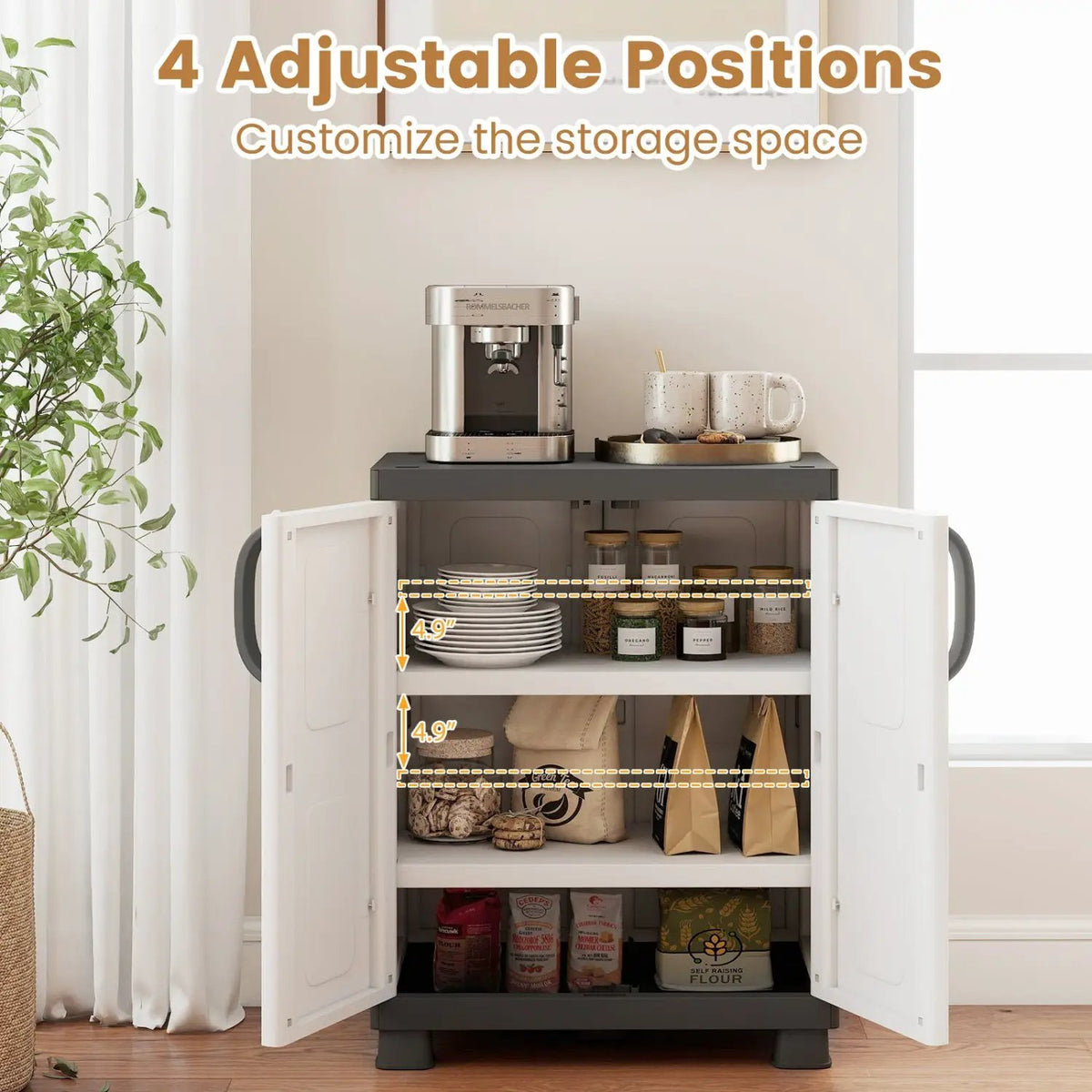 Freestanding Buffet Cabinet Sideboard with 2 Doors and Adjustable Shelves for Kitchen and Garage by DirectDeals