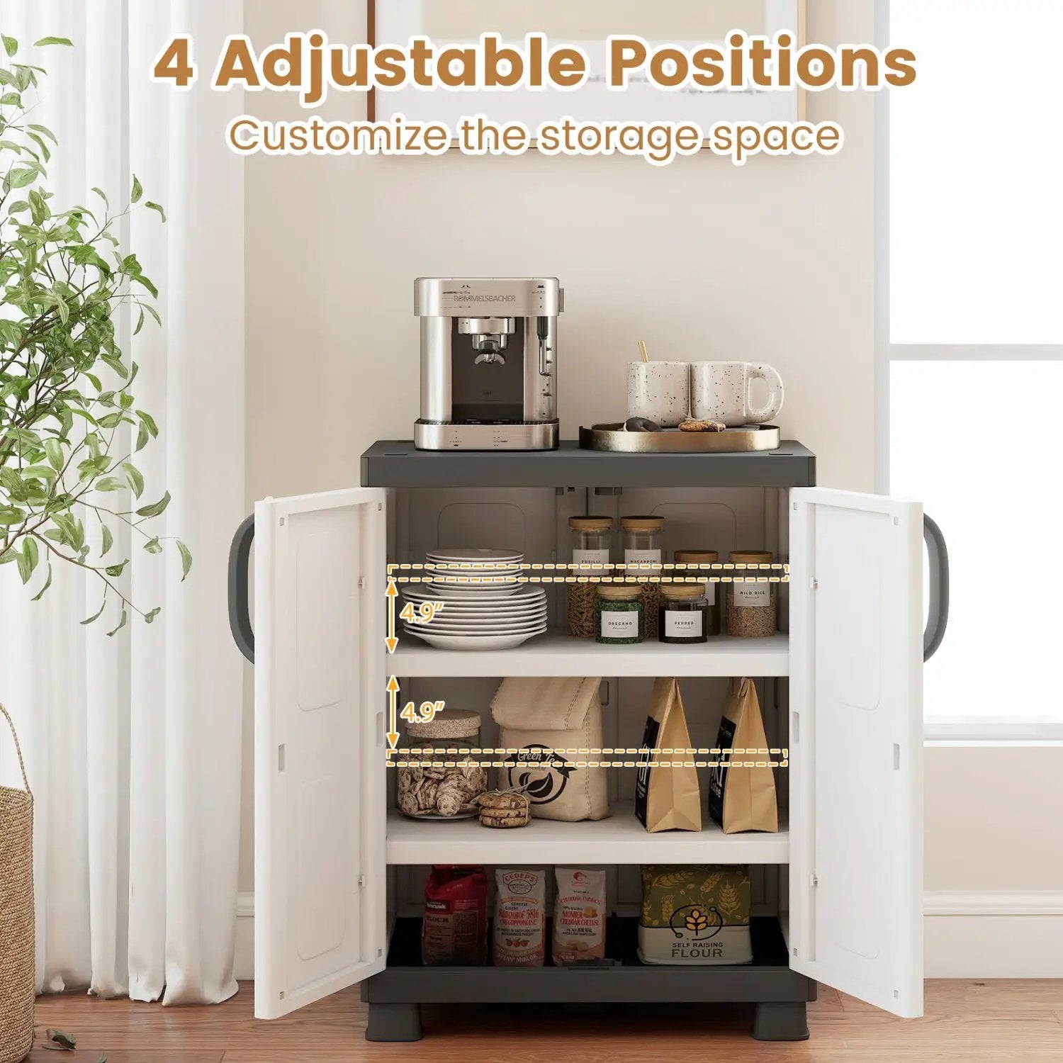 Freestanding Buffet Cabinet Sideboard with 2 Doors and Adjustable Shelves for Kitchen and Garage by DirectDeals