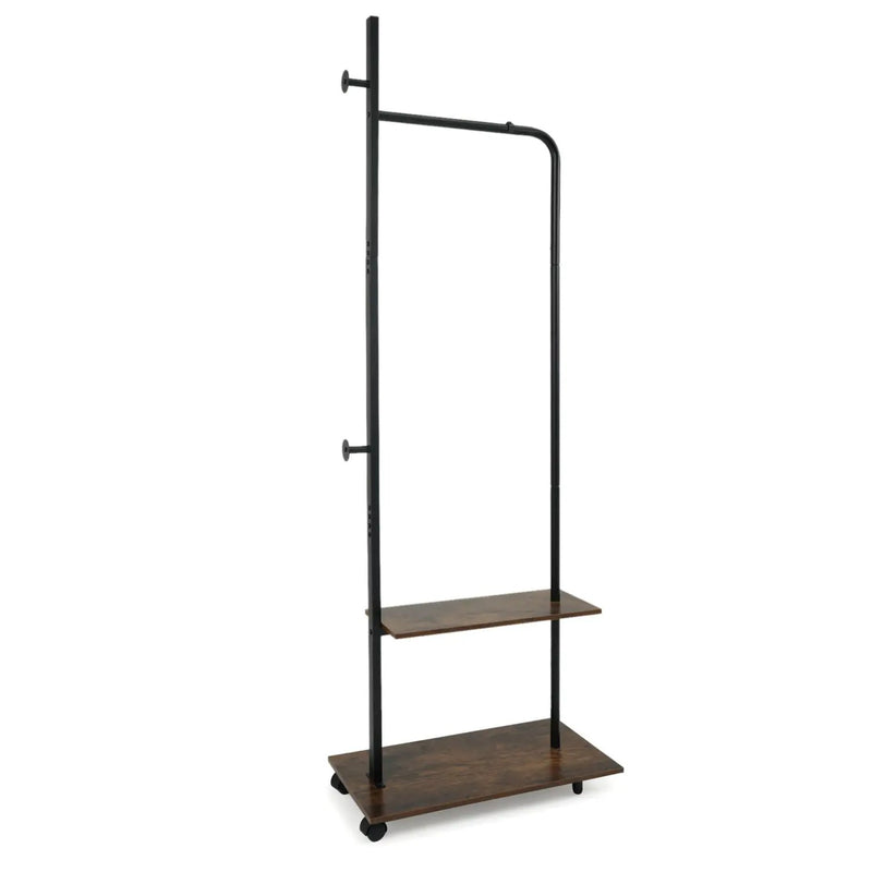 Freestanding Clothing Rack with Wheels and Storage Shelves for Entryway and Bedroom by DirectDeals