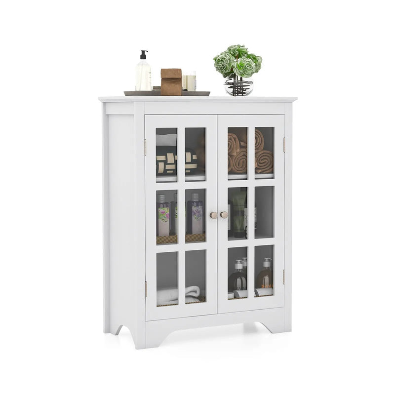Freestanding Display Storage Cabinet with 2 Glass Doors and Adjustable Shelves by DirectDeals
