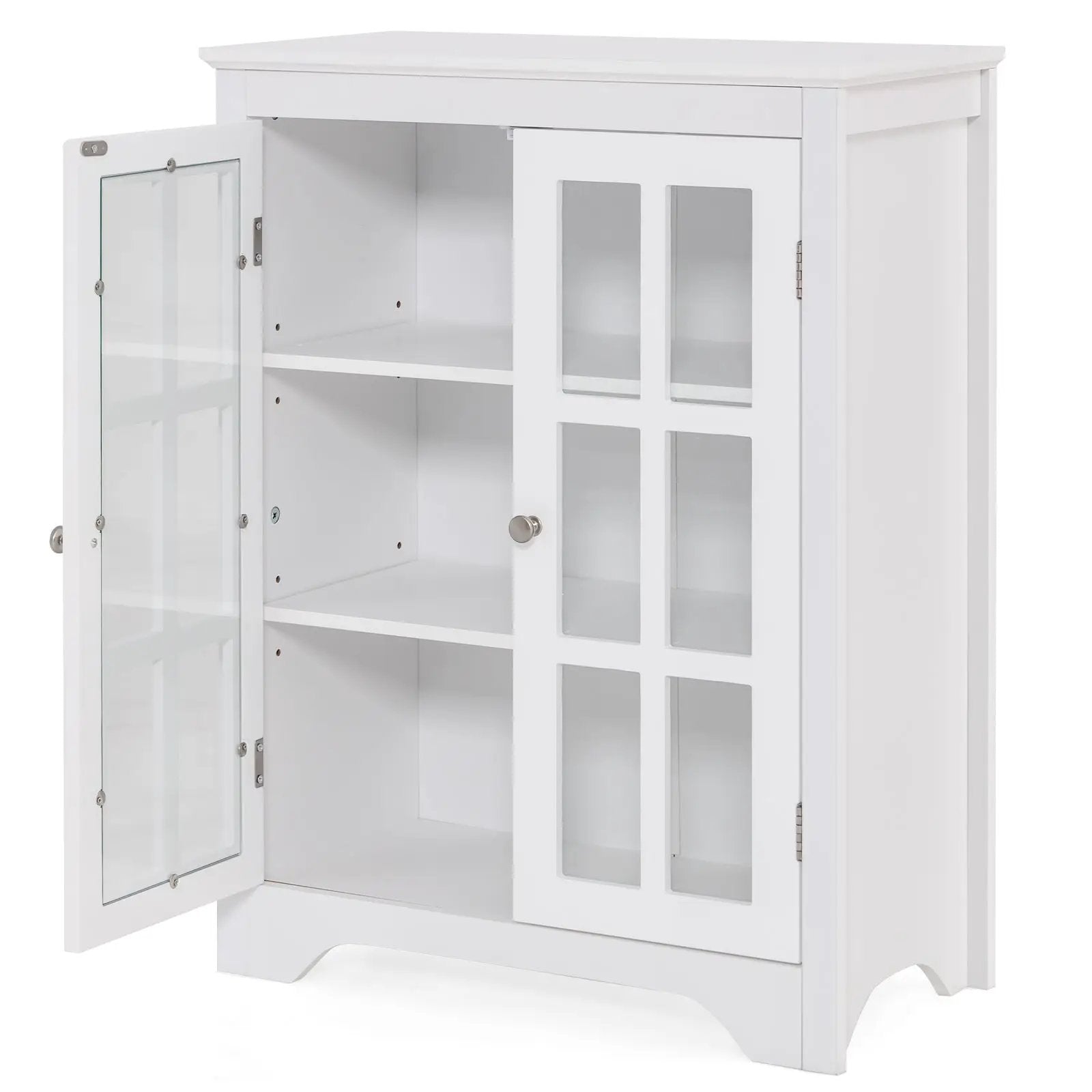 Freestanding Display Storage Cabinet with 2 Glass Doors and Adjustable Shelves by DirectDeals