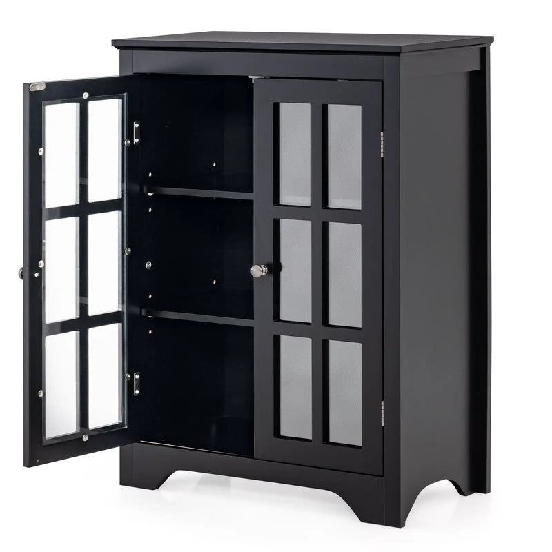 Freestanding Display Storage Cabinet with 2 Glass Doors and Adjustable Shelves by DirectDeals
