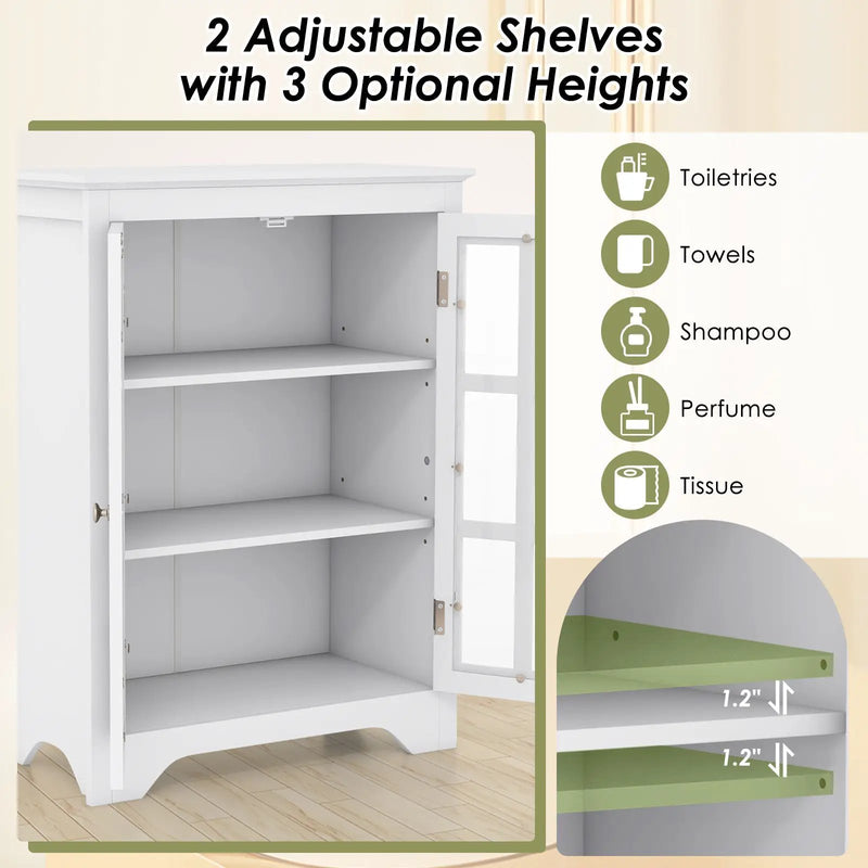 Freestanding Display Storage Cabinet with 2 Glass Doors and Adjustable Shelves by DirectDeals