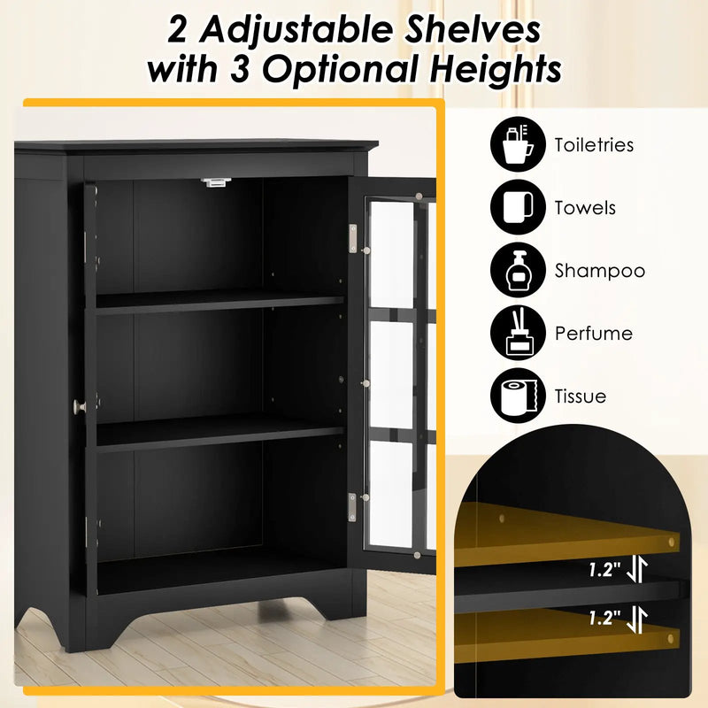 Freestanding Display Storage Cabinet with 2 Glass Doors and Adjustable Shelves by DirectDeals