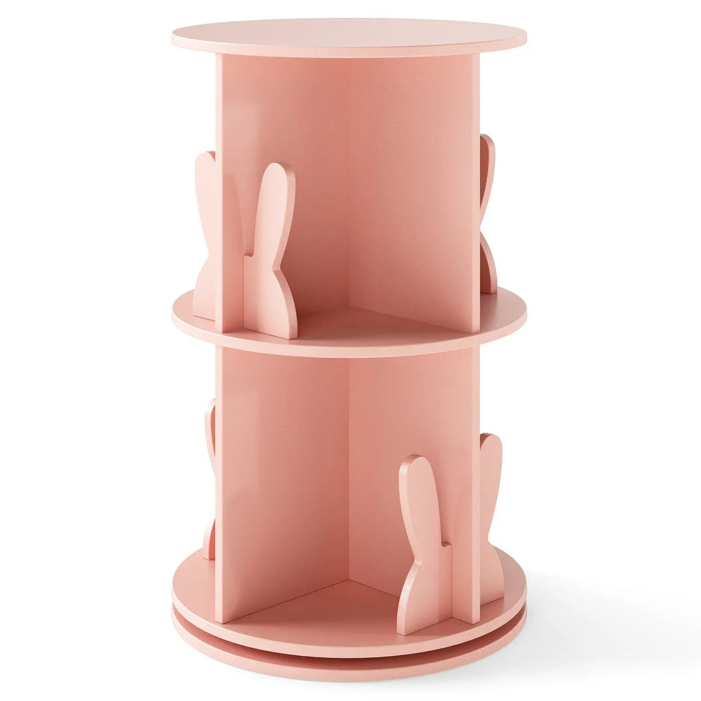 2 Tier Freestanding Kids Rotating Bookshelf Storage Rack with Bunny Baffles by DirectDeals