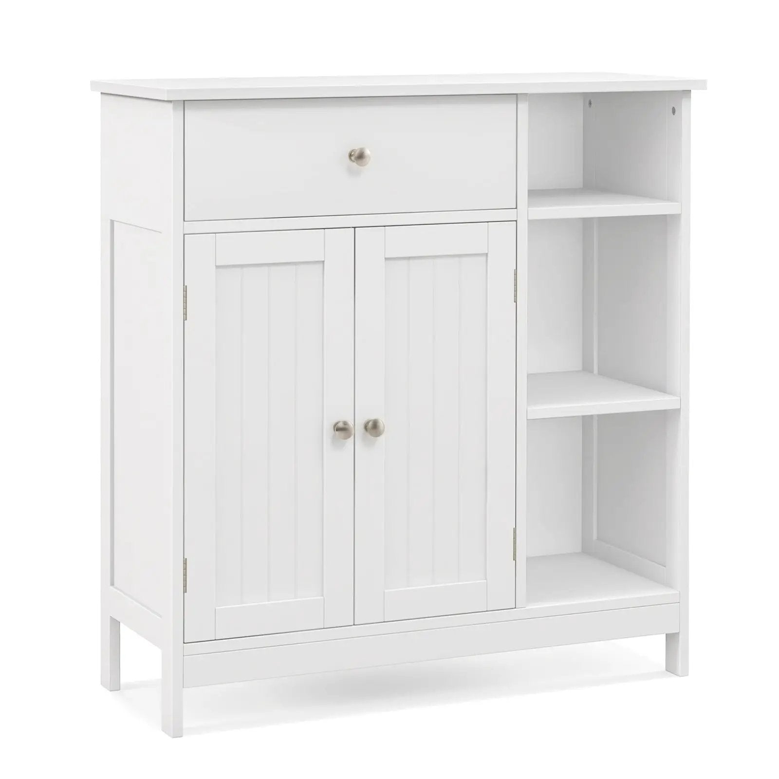 Bathroom Cabinet Floor Cabinet with Drawer and Open Compartments-White by DirectDeals