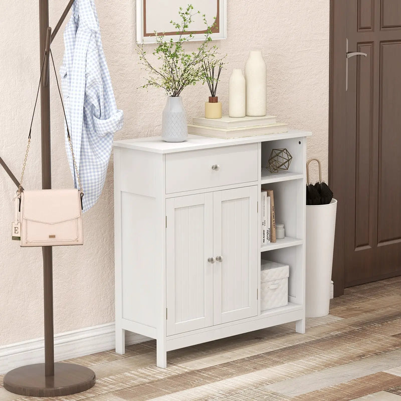 Bathroom Cabinet Floor Cabinet with Drawer and Open Compartments-White by DirectDeals