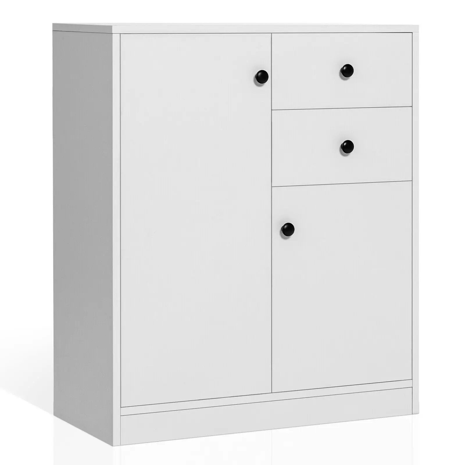 2-Door Free-standing Kitchen Sideboard with Adjustable Shelves-White by DirectDeals