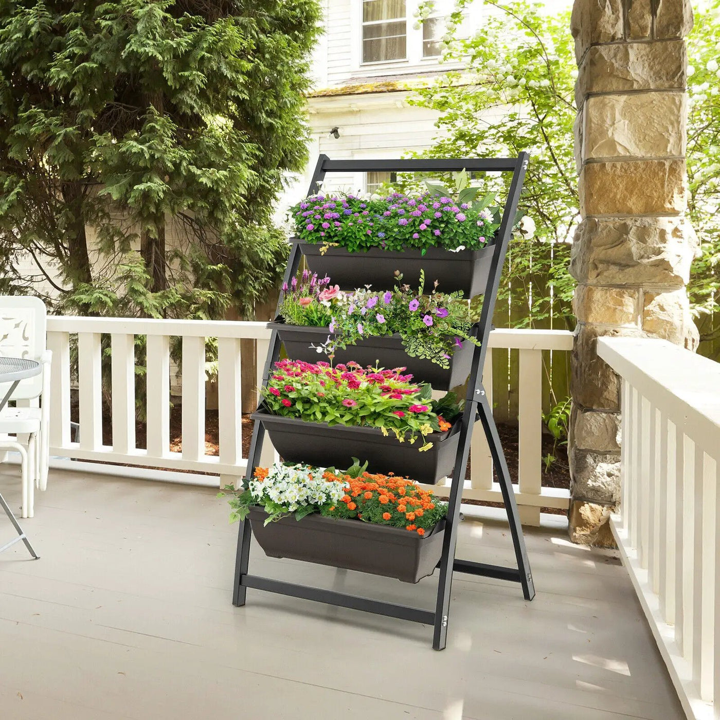 4-Tier Vertical Raised Garden Bed with 4 Containers and Drainage Holes by DirectDeals