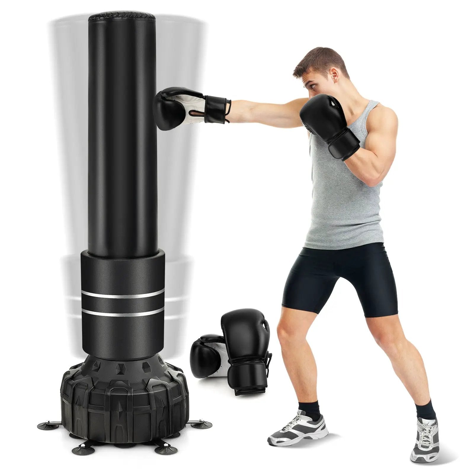 Freestanding Punching Bag 71 Inch Boxing Bag with 25 Suction Cups Gloves and Filling Base by DirectDeals