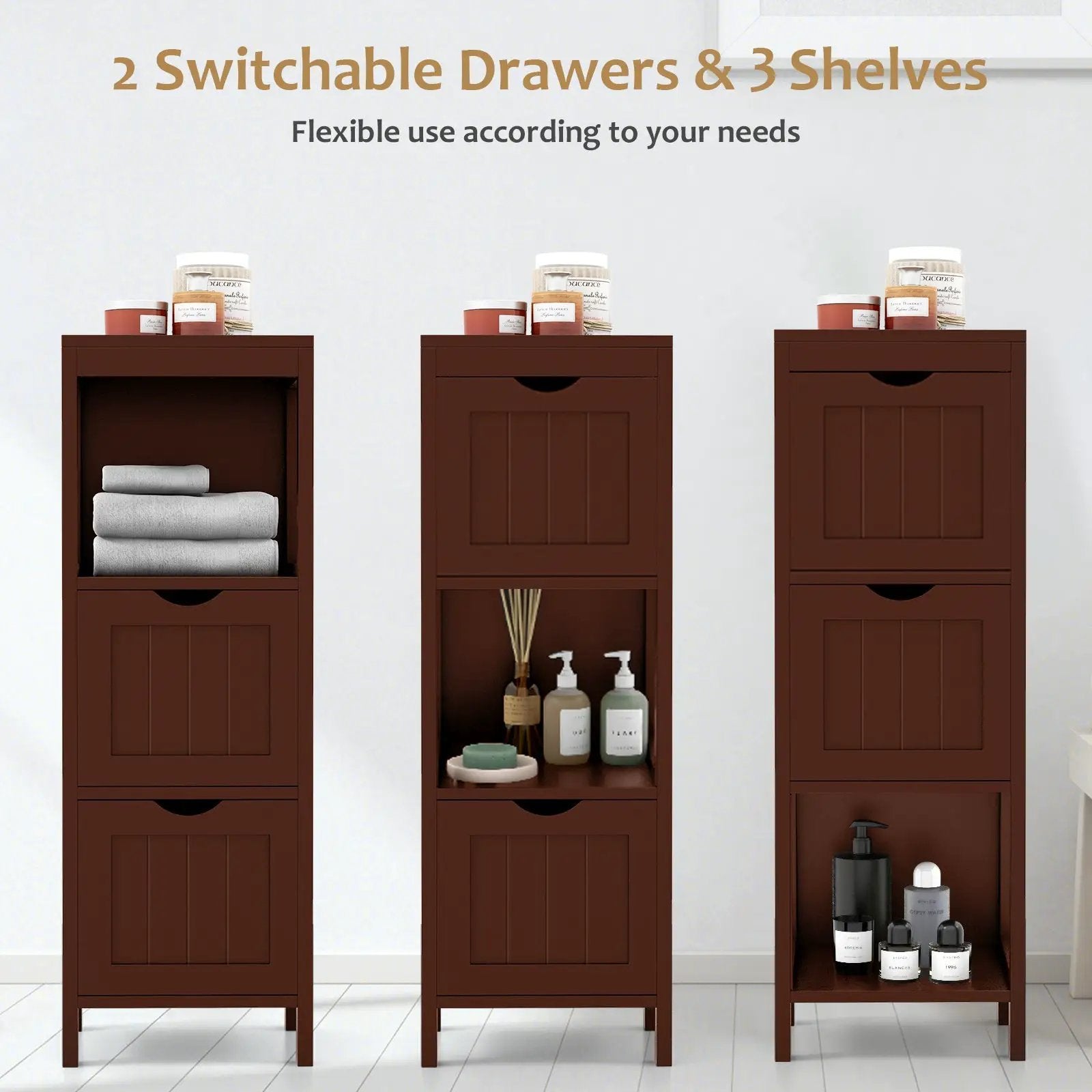 Freestanding Storage Cabinet with 2 Removable Drawers for Bathroom by DirectDeals