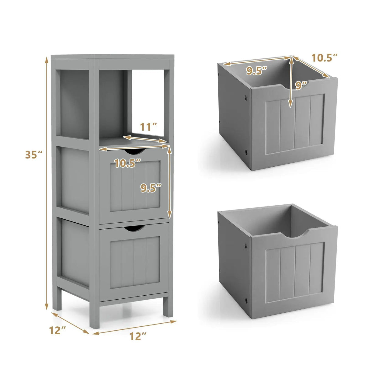 Freestanding Storage Cabinet with 2 Removable Drawers for Bathroom by DirectDeals
