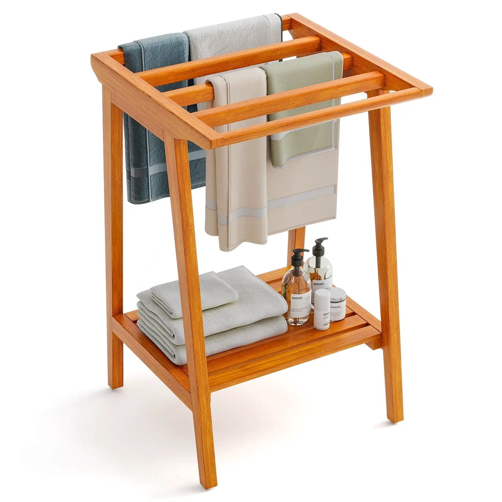 Freestanding Towel Rack with Storage Shelf for Bathroom by DirectDeals