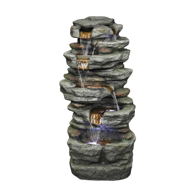 Resin Stacked Rock Outdoor Fountain 32 Inch Lit Water, photo 5 of 10