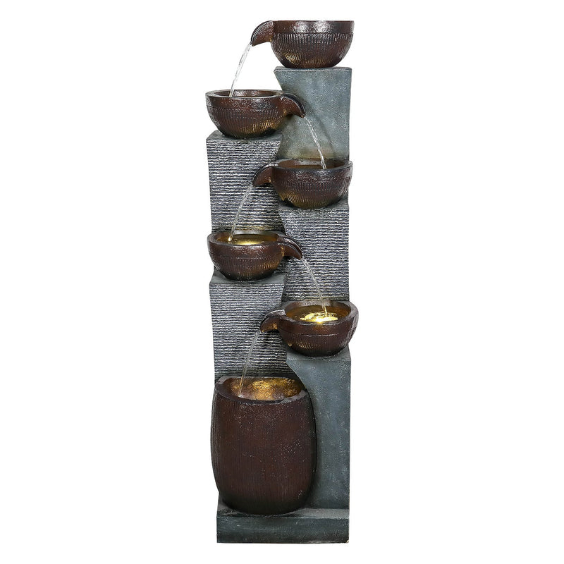 Resin 6 Tier Outdoor Water Fountain Pottery Bowls 53 in, photo 7 of 10