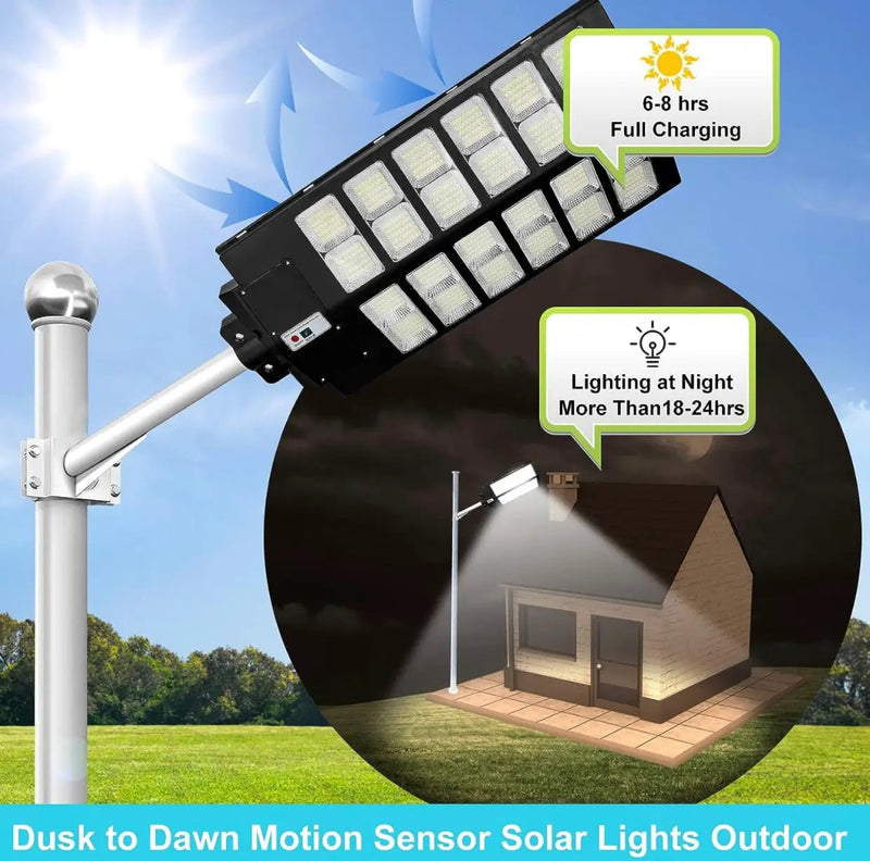 4800W LED Street Light Outdoor - [Warm White] 3000K Solar Street Lights , Dusk to Dawn, Motion Sensor With Remote by Outdoor Solar Outlet