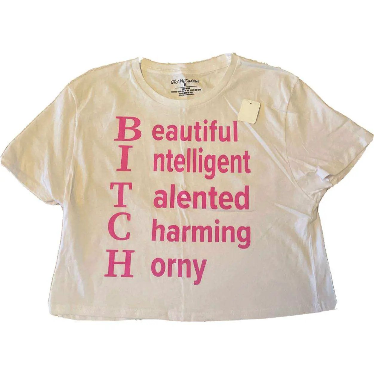 Beautiful Intelligent Talented Charming Horny Low Cut Tshirt by Selzalot