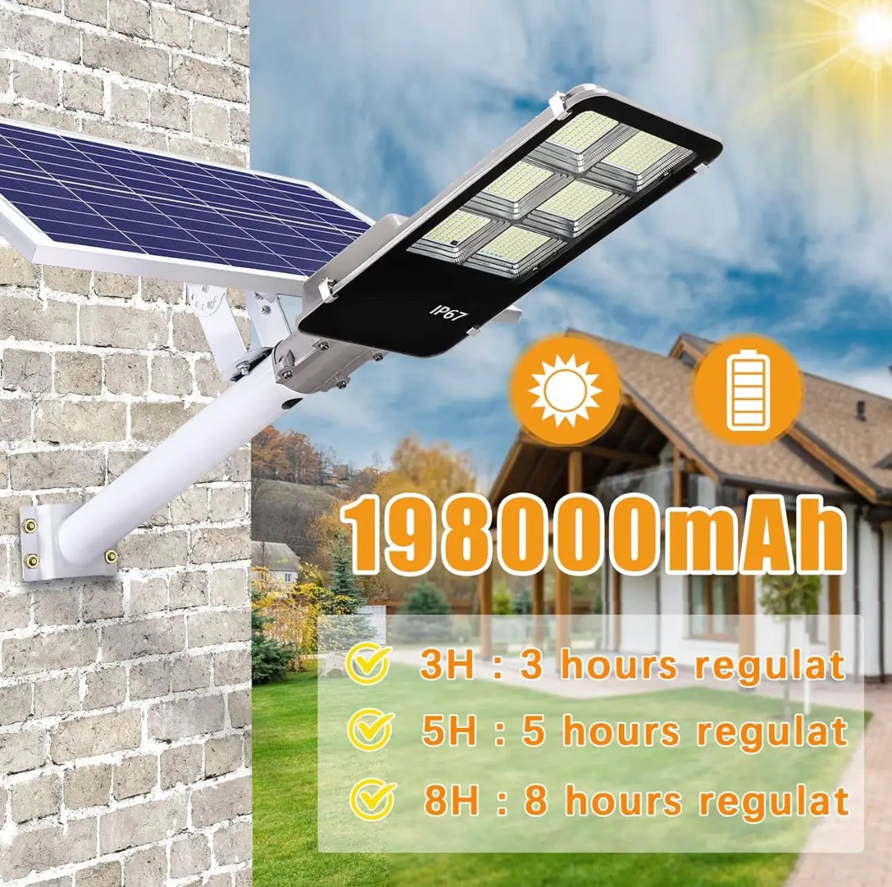 4400W Solar Street Lights Outdoor, Dusk to Dawn Solar Led Outdoor Light with Remote Control, 6500K Daylight White by Outdoor Solar Outlet