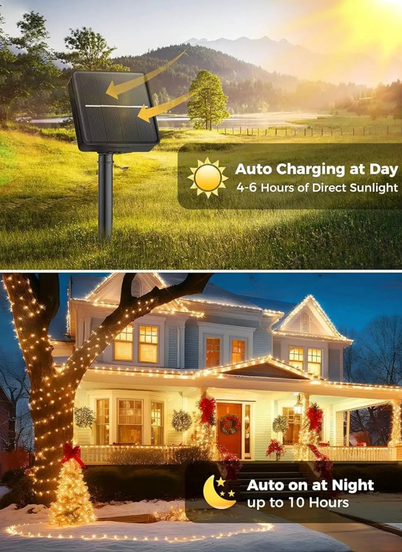 33Ft Solar Led string light 100LED Light-Green Wire by Outdoor Solar Outlet
