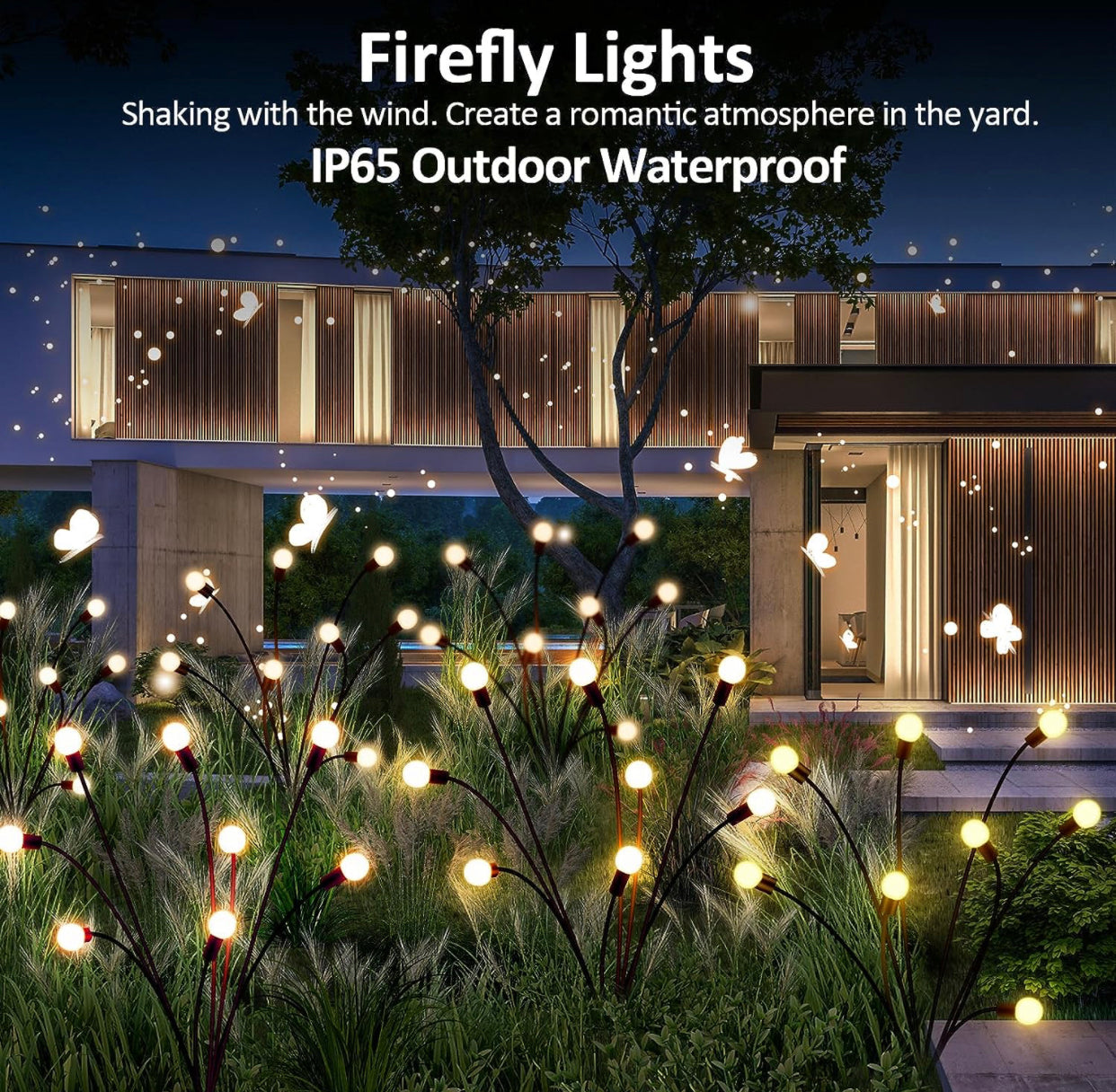 4 Pack Solar Powered Light FireFly Upgraded 8 LED-Warm White by Outdoor Solar Outlet