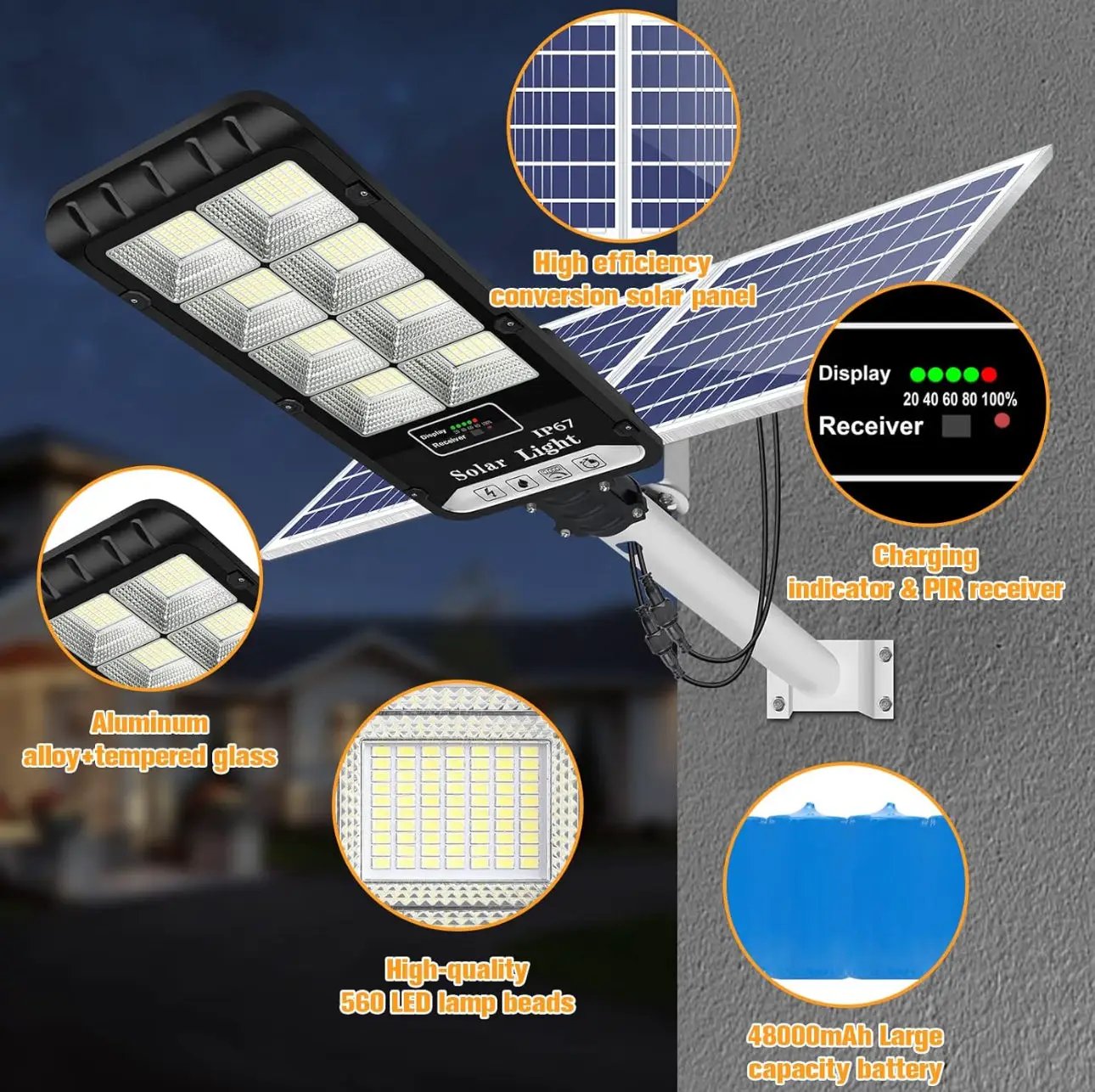 1200W Solar Outdoor Lights Motion Sensor Dusk to Dawn Commercial Large Area Lighting Security Flood Lights Waterproof with Remote for Backyard Stadium Garage Parking Lot by Outdoor Solar Outlet