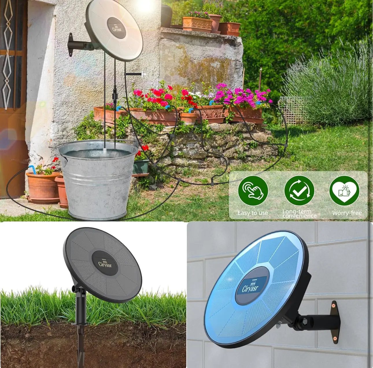 Solar Drip Irrigation System Kit, Automatic Watering System with 6 Timer Modes With 15 Heads by Outdoor Solar Outlet
