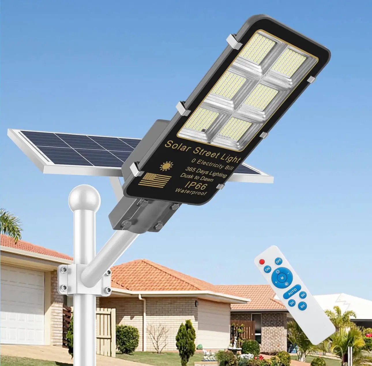 4400W Solar Street Lights Outdoor, Dusk to Dawn Solar Led Outdoor Light with Remote Control, 6500K Daylight White by Outdoor Solar Outlet