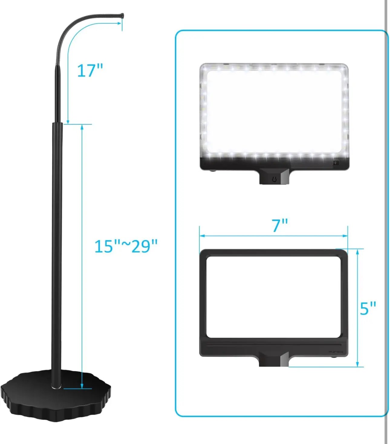 5X Magnifying Glass with 36 LED Dimmable Light and Stand, Adjustable Brightness Magnifying Floor Lamp, Gooseneck Arm Lighted Magnifier for Reading, Crafts and Close Work by Outdoor Solar Outlet