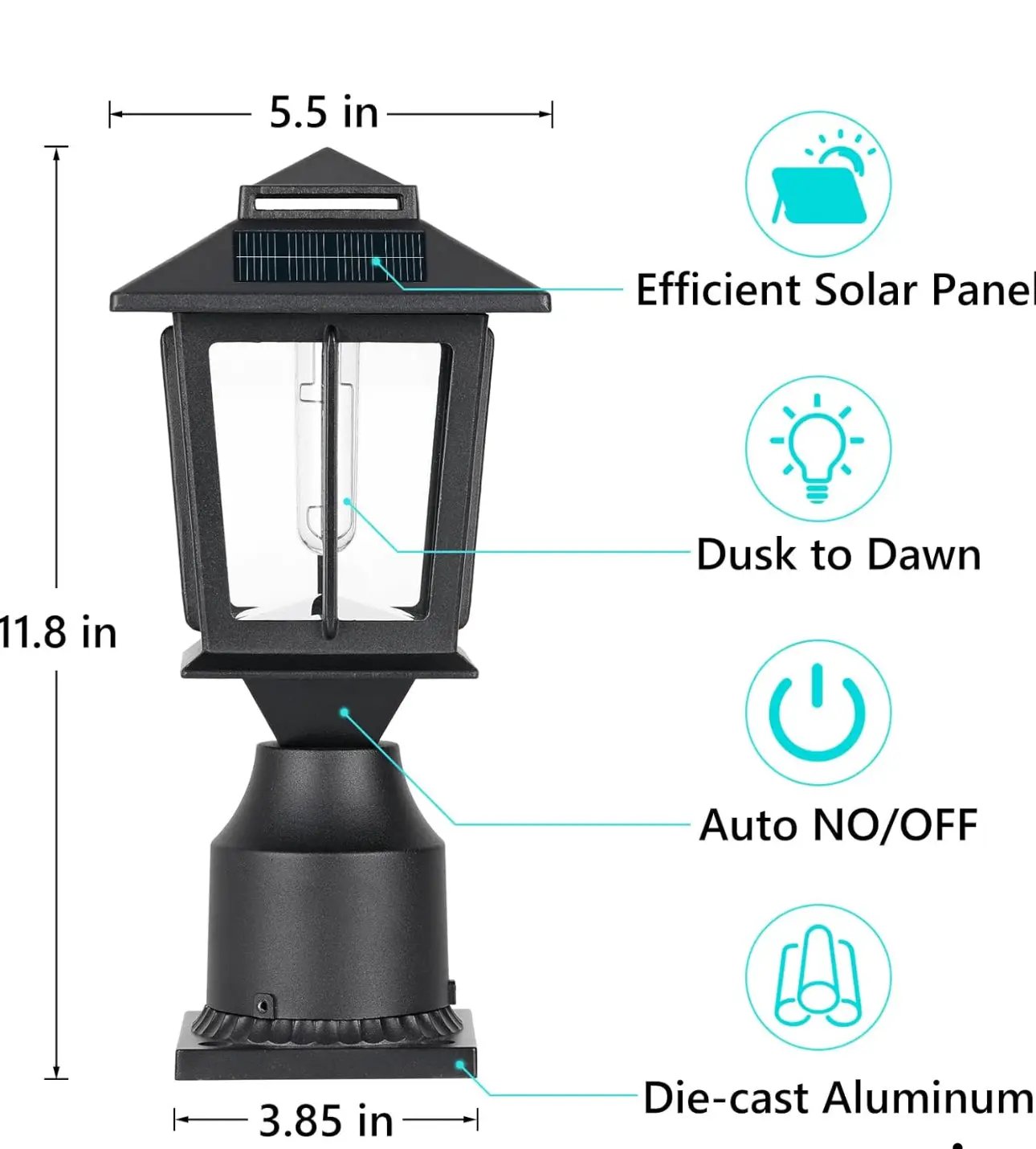 2 Pack SmartYard Aluminum Solar Post/Fence Lights Outdoor, Wood 4X4 Solar Post Cap Lights by Outdoor Solar Outlet