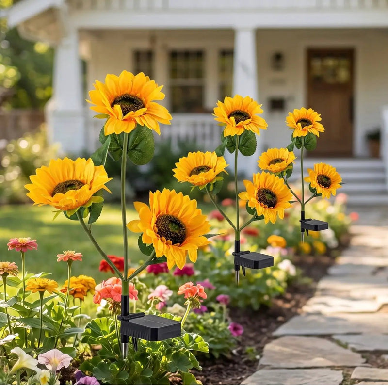 Solar Sunflower Lights 3 Pack with 9 Sunflower Lights by Outdoor Solar Outlet