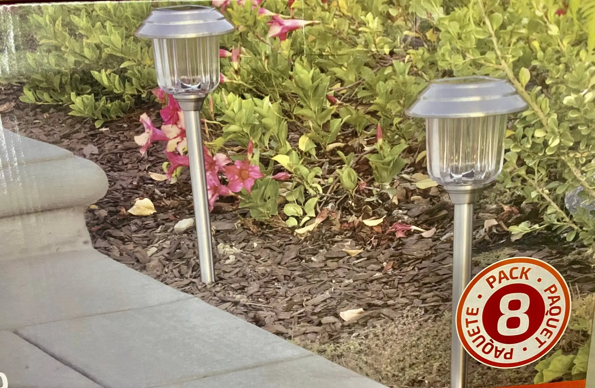 SmartYard Solar Pathway Lights Stainless-Steel and Glass (8 pack) by Outdoor Solar Outlet