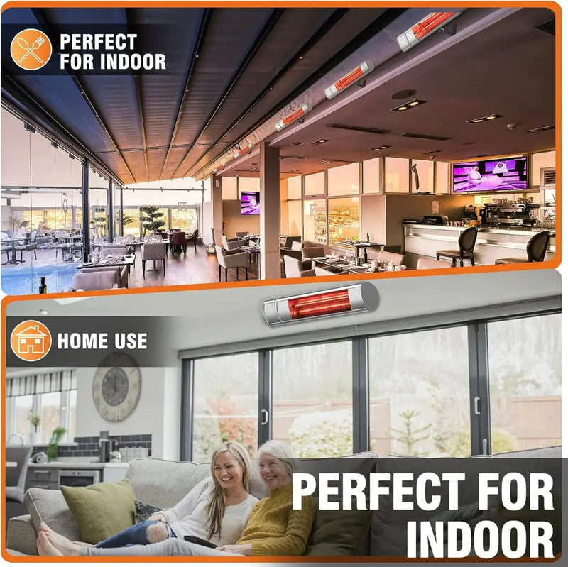 Electric Patio Heater, 1500W Outdoor Heater with 3 Power Settings, Infrared Heater with Remote Control, Overheat Protection, Wall Mounted Space Heater, In/Outdoor by Outdoor Solar Outlet