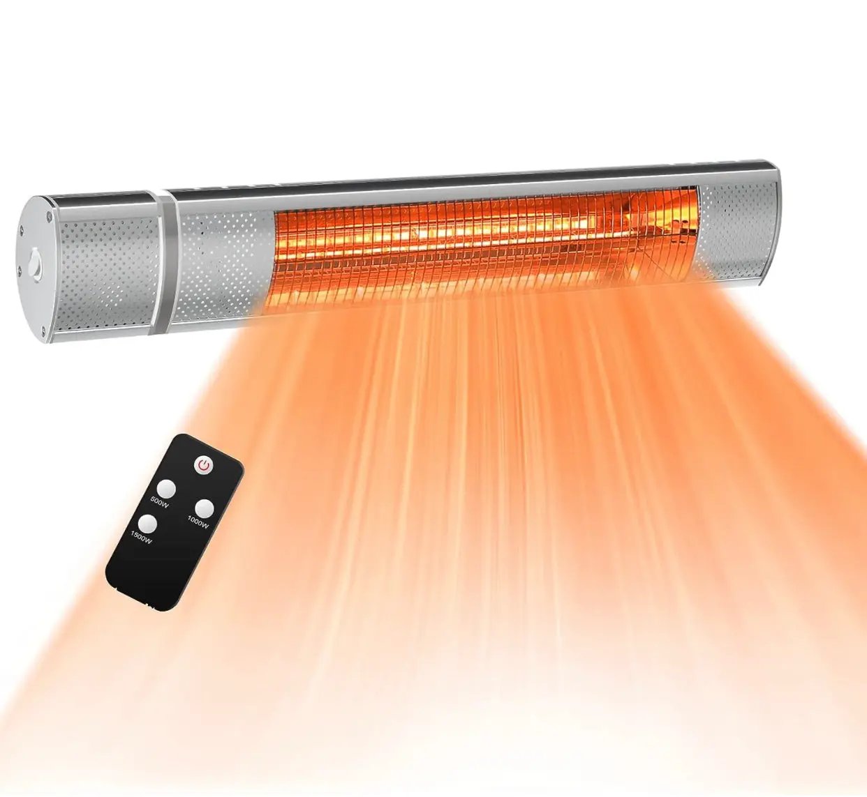 Electric Patio Heater, 1500W Outdoor Heater with 3 Power Settings, Infrared Heater with Remote Control, Overheat Protection, Wall Mounted Space Heater, In/Outdoor by Outdoor Solar Outlet