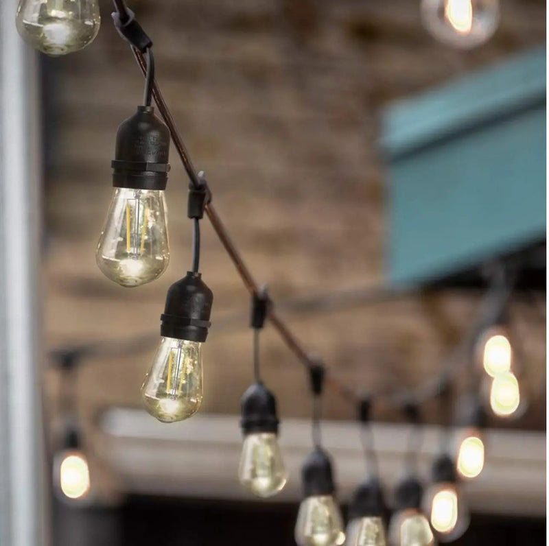 48 Ft Plug-In LED Outdoor String Lights Waterproof- Hanging, Dimmable 2W Vintage Edison Bulbs by Outdoor Solar Outlet