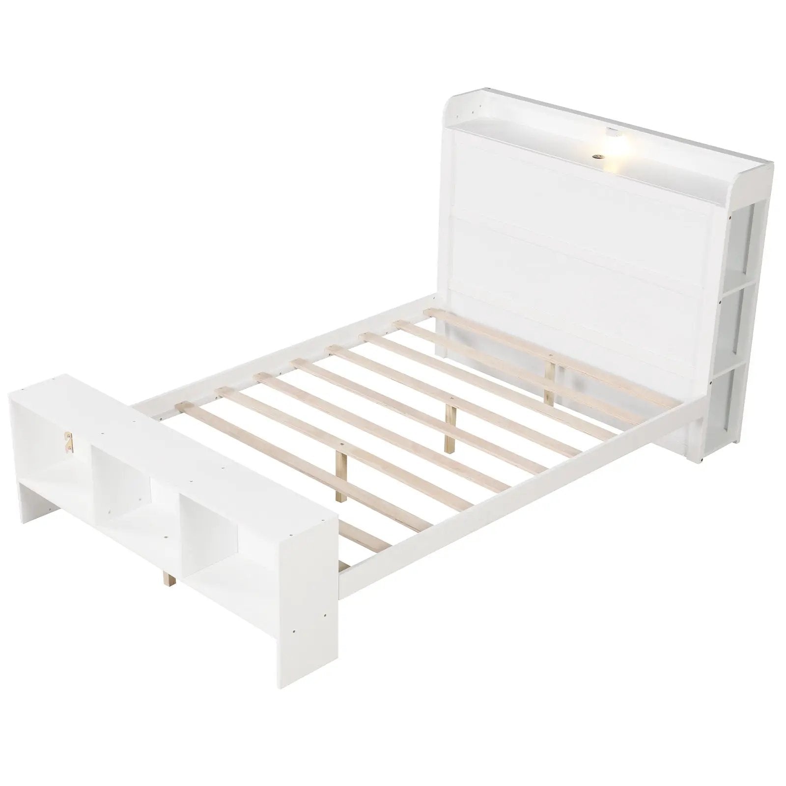 Full Size Bed Frame with 2 USB Ports with Storage Headboard and Lights by DirectDeals