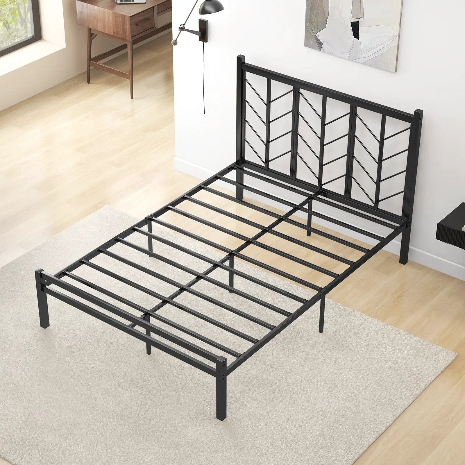 Queen Size Platform Bed with Headboard and Metal Frame by DirectDeals