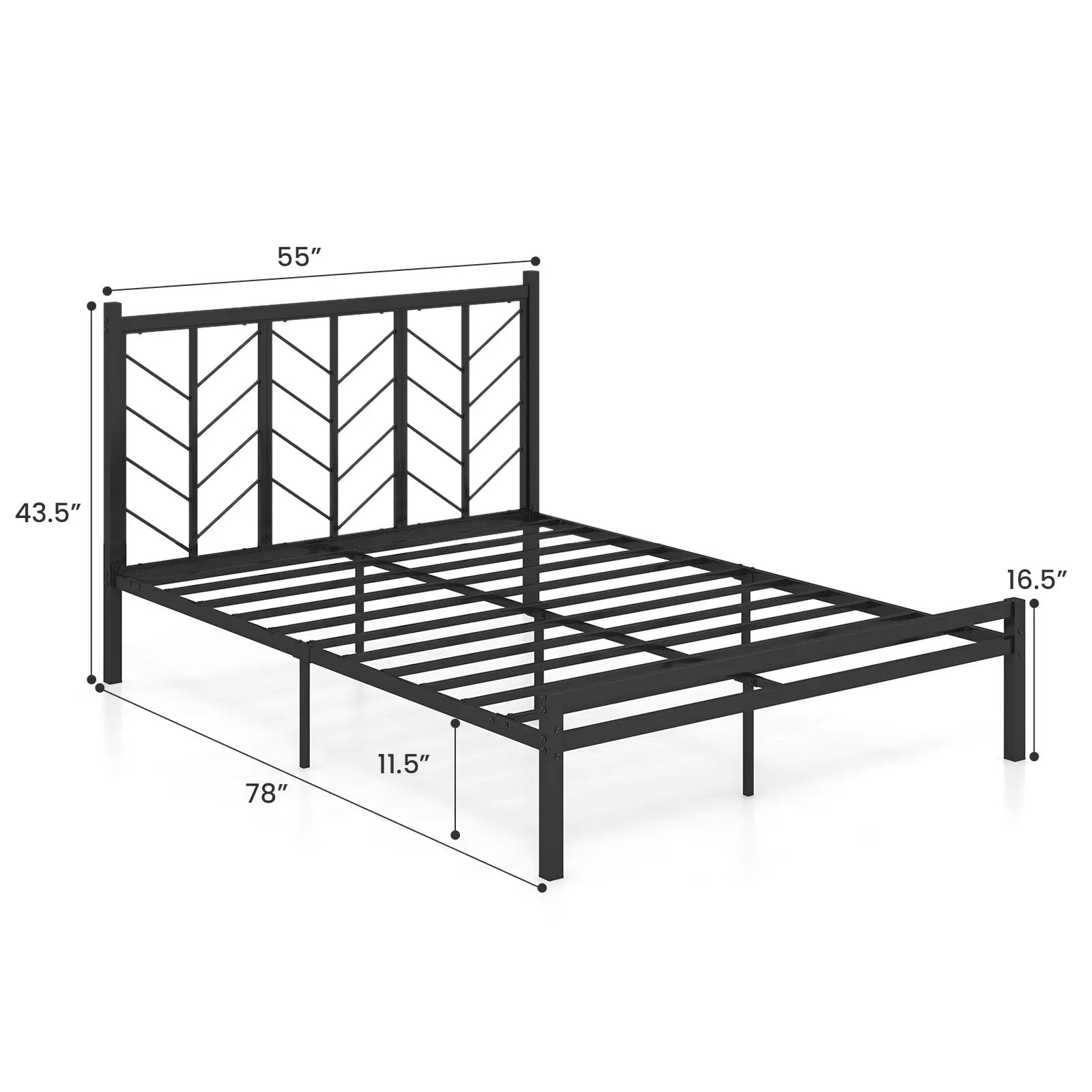 Queen Size Platform Bed with Headboard and Metal Frame by DirectDeals