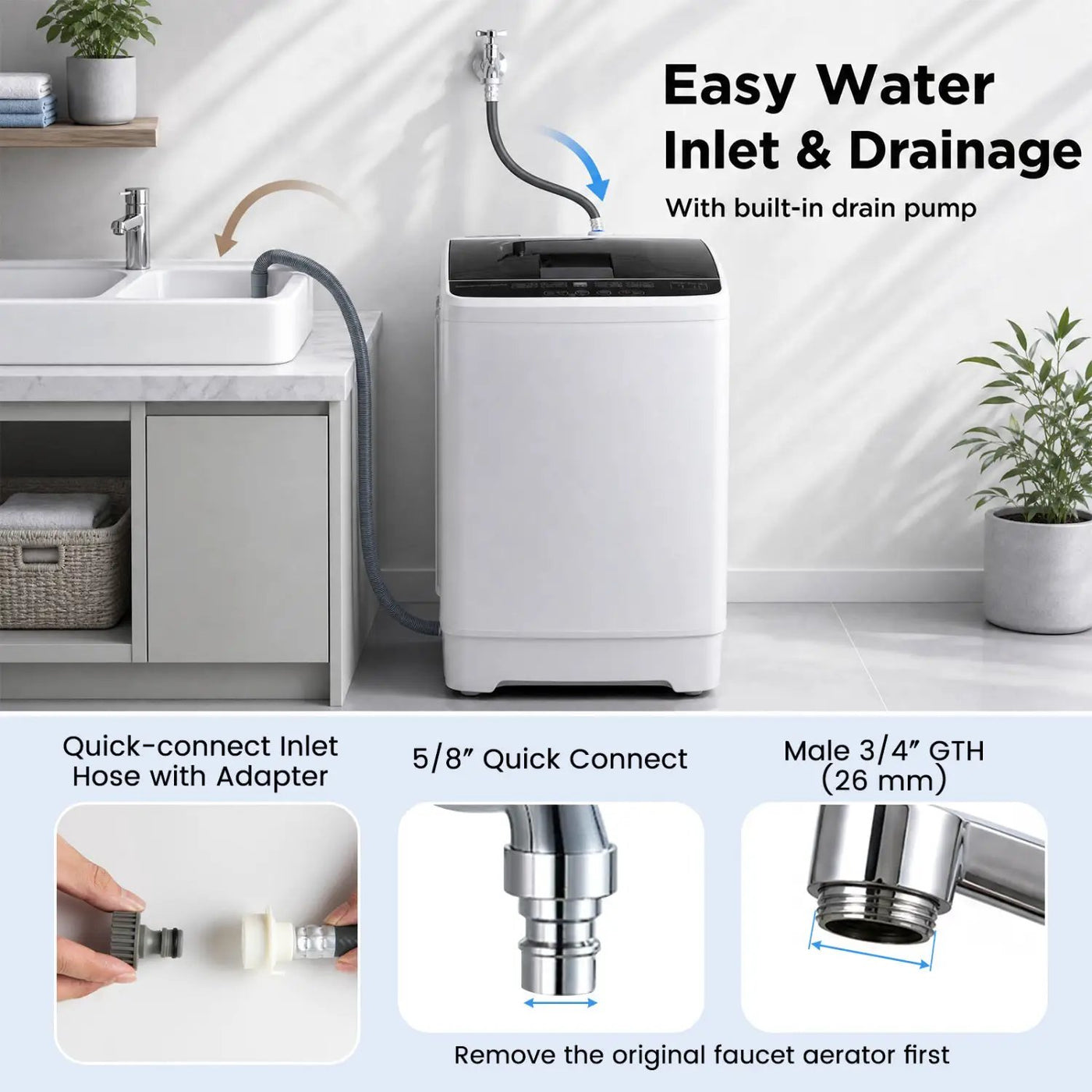 Automatic Washing Machine 7.7 lbs with 8 Programs & Drain Pump by DirectDeals