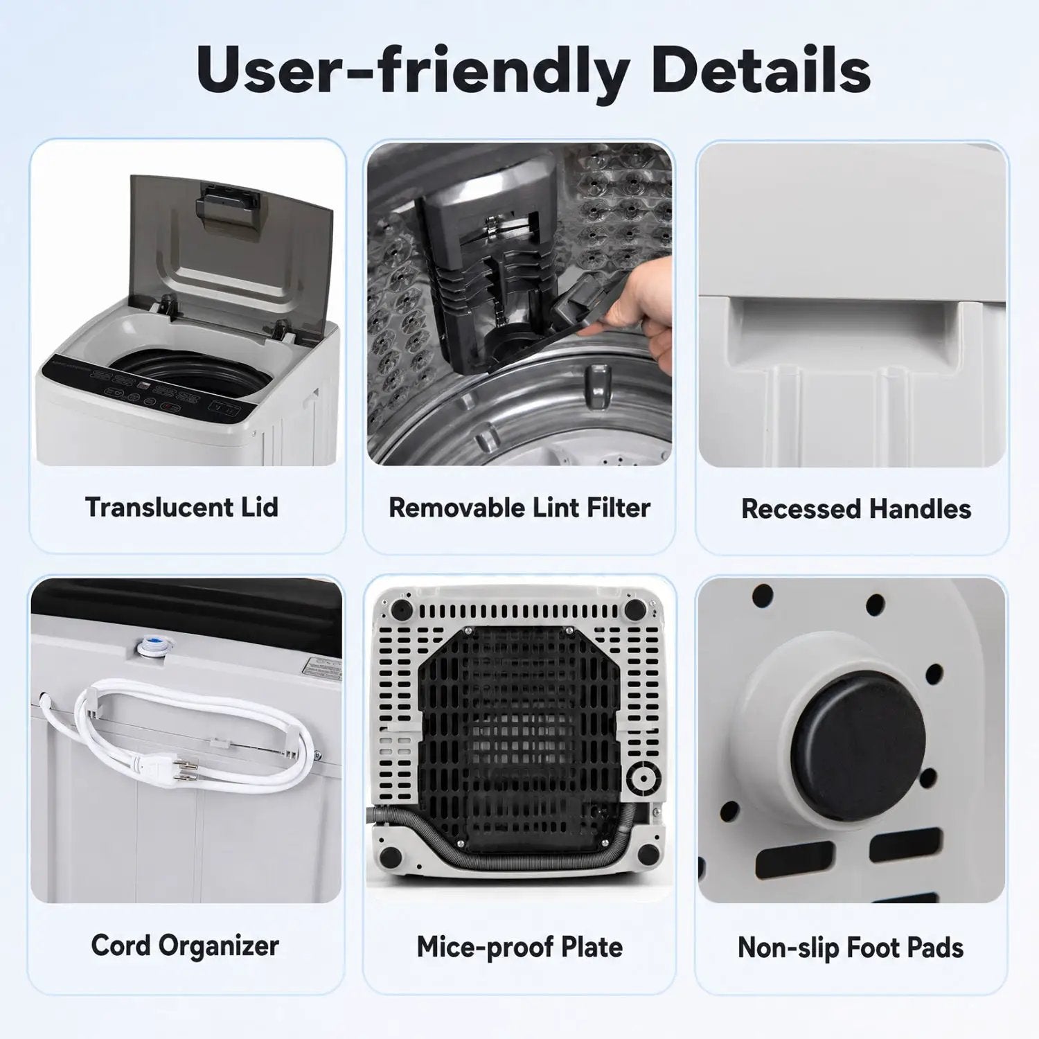 Automatic Washing Machine 7.7 lbs with 8 Programs & Drain Pump by DirectDeals