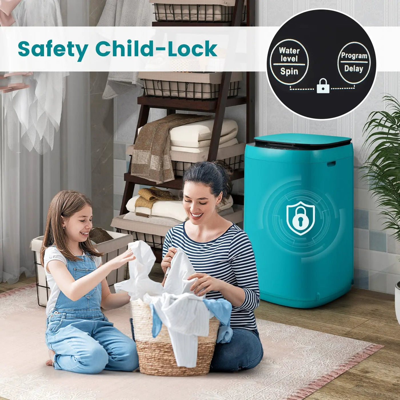 7.7 lbs Full-Automatic Washing Machine with 10 Washing Programs by DirectDeals