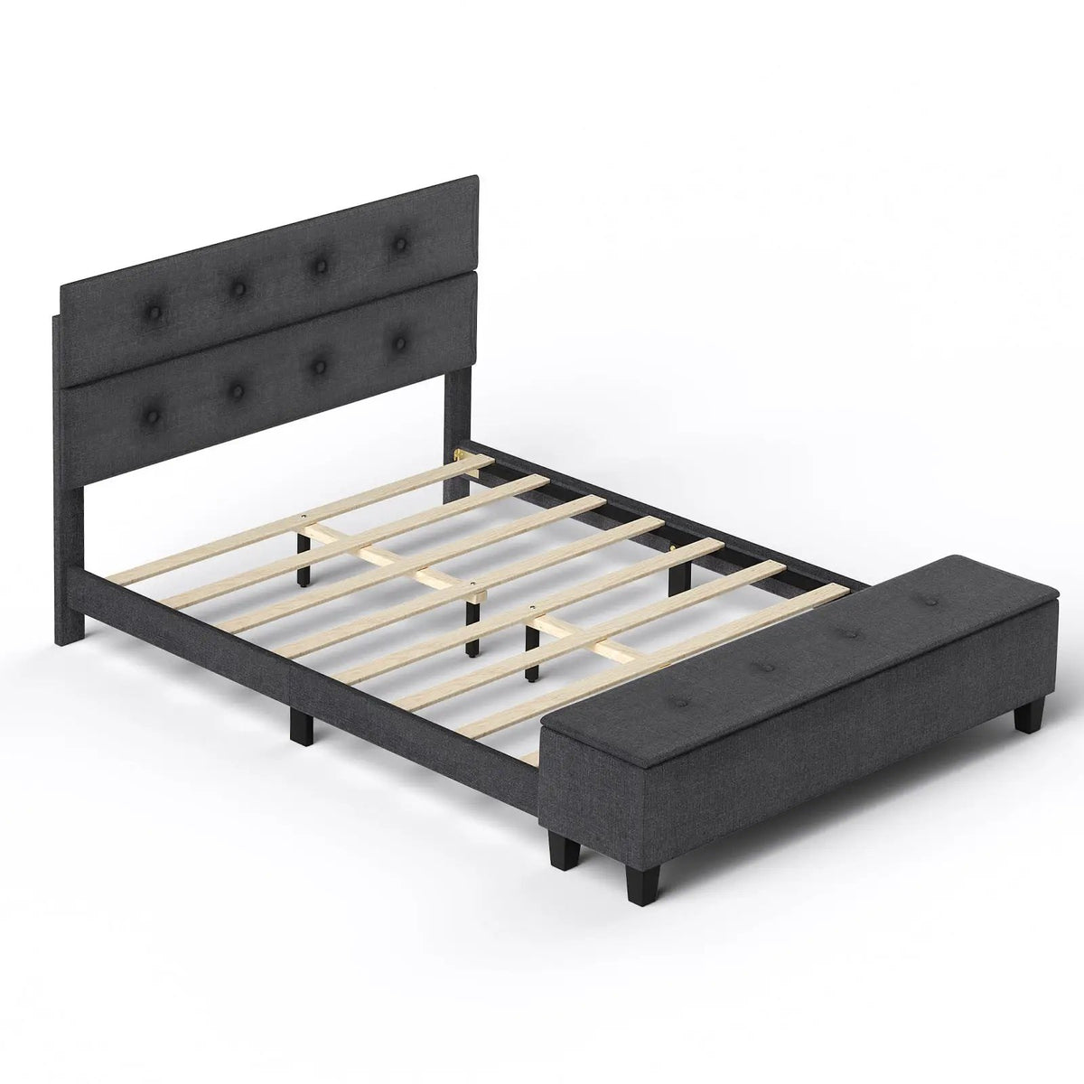 Full/Queen/Twin Upholstered Bed Frame with Ottoman Storage by DirectDeals