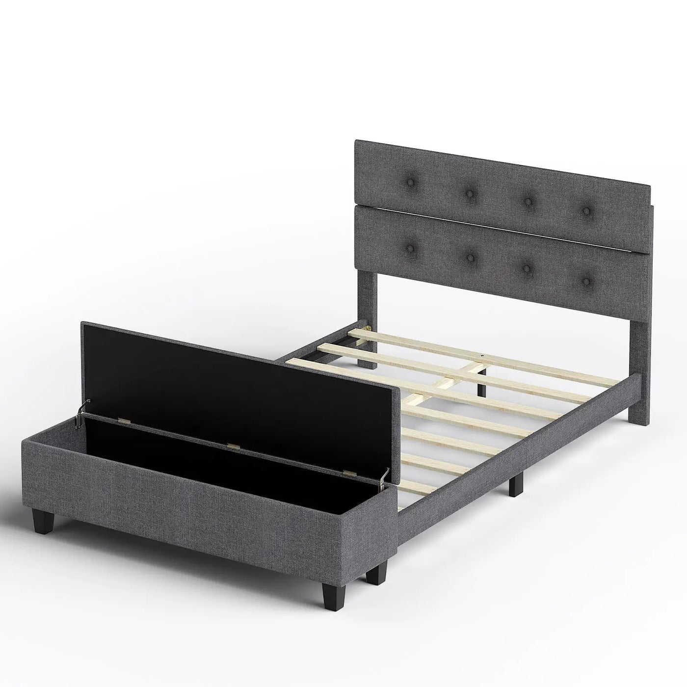 Full/Queen/Twin Upholstered Bed Frame with Ottoman Storage by DirectDeals