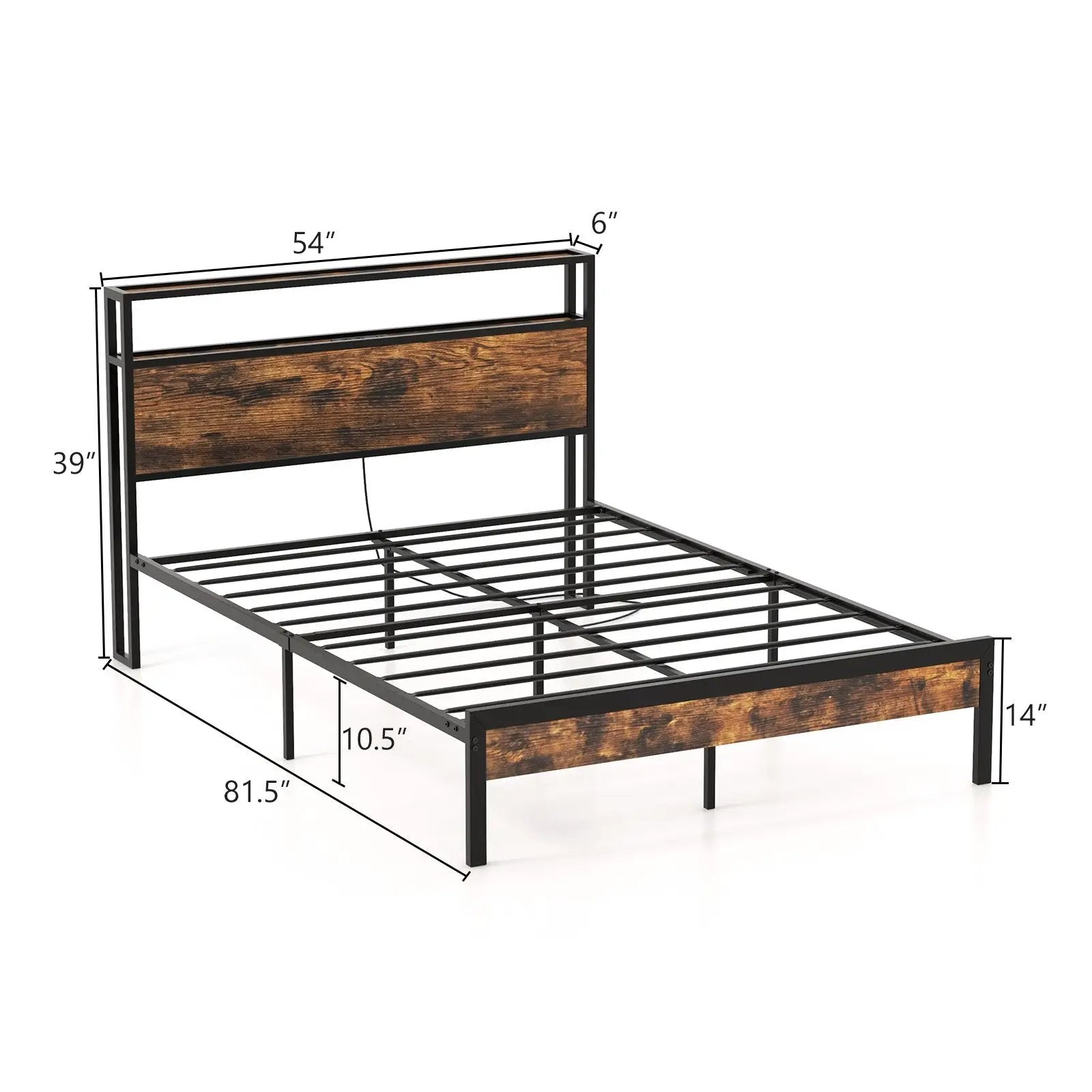 Twin/Full/Queen Bed Frame with Storage Headboard and Charging Station by DirectDeals