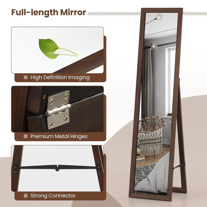 Full Length Mirror with Stand and Solid Wood Frame by DirectDeals