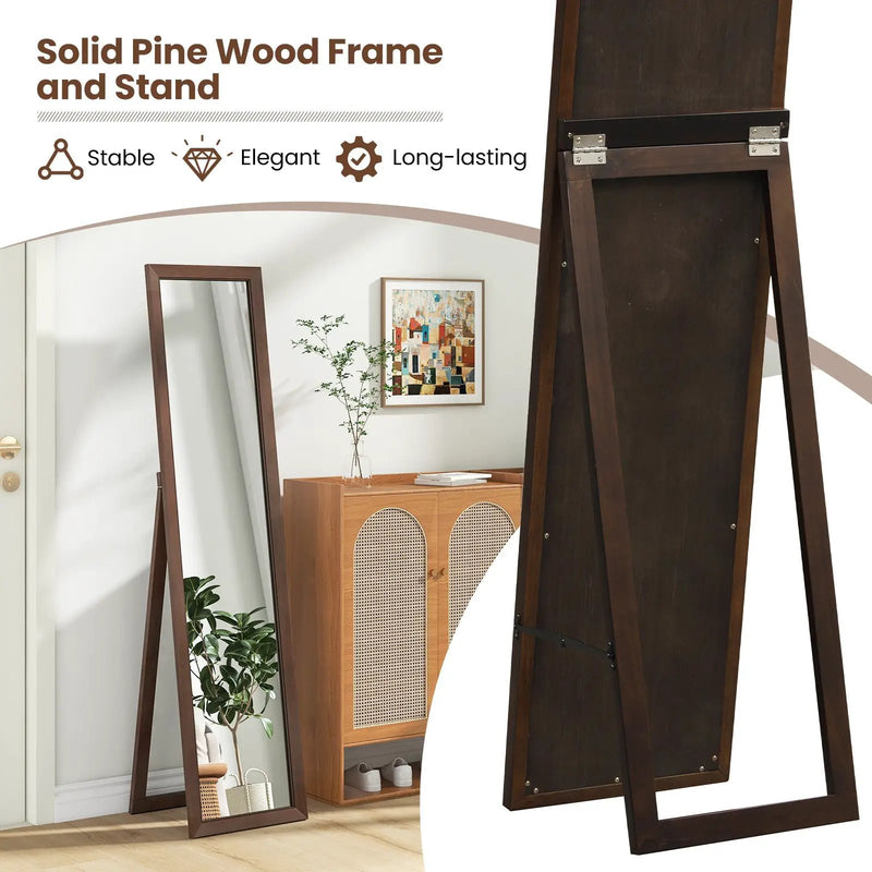 Full Length Mirror with Stand and Solid Wood Frame by DirectDeals
