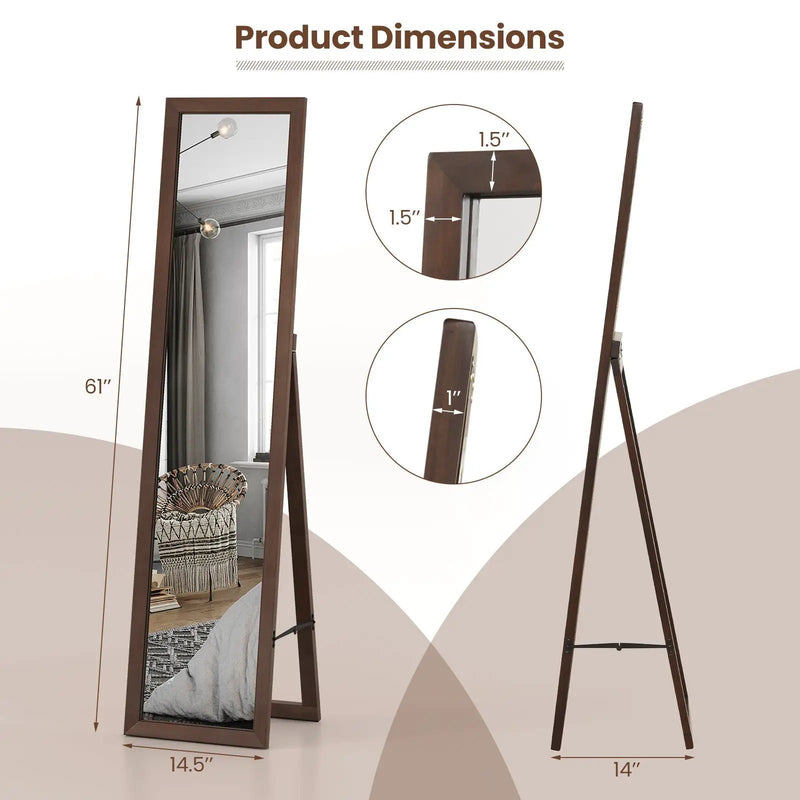 Full Length Mirror with Stand and Solid Wood Frame by DirectDeals